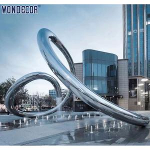 Outdoor Square Large Geometric Circular Fountain Stainless Steel Sculpture