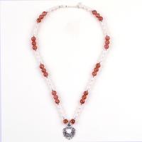 China Women Strawberry Quartz 5mm White Freshwater Pearl Necklace on sale