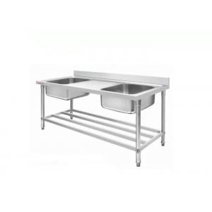 Hotel Stainless Steel Catering Equipment Sink Worktable Brake With Wheel Square Legs