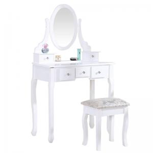 Touch Screen Pine Wood Mirrored Dresser Table With Mirror Led Lights