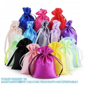 China Custom Logo Small Satin Dust Pouch Gift Packaging Hair Wig Large Silk Bag Satin Drawstring Bag Custom Satin Bags supplier
