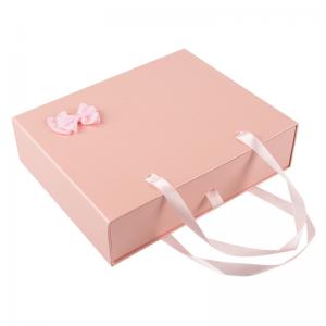 China Custom Pink Fashionable Gift Packaging Box Portable Drawer With Ribbon supplier