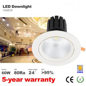 Dimming 60W Recessed LED Downlight 5200LM High lumens CREE COB Stores LED illumination