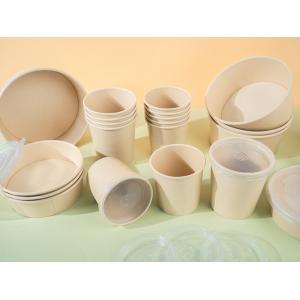 Disposable 335 Gsm Bamboo Pulp Paper Bowls Takeaway 16 Oz With Lids