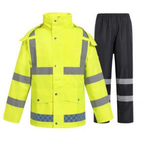 China Reflective PPE Safety Wear Fluorescent Yellow Waterproof Reflective Raincoat Split supplier