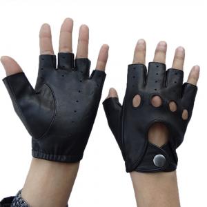 China Fingerless Mens Leather Driving Gloves Plain Style Hand Sewing Stitching supplier