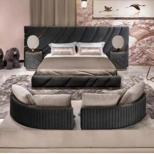China Pine Matted Leather Luxury Beauty Bed Solid Wood Frame Queen Beds For Bedroom supplier