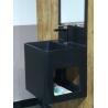 Integrated Bathroom Sink Cabinets Black Matted Surface With Mirror