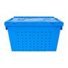 Supermarket Plastic Tote Box Acceptable OEM ODM Transport Turnover Crate with Mesh