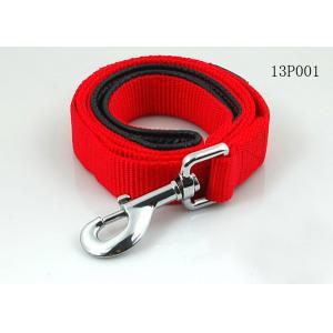 Red / Black Strong Polyester Rope Dog Leash With Nickel Metal Hook / Nickel Buckle