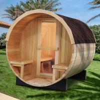 China Large Solid Wood Traditional Steam Outdoor Barrel Sauna With 6KW Stove on sale