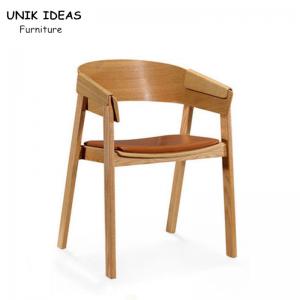 76cm Nature Wood Dining Chair Coffee Lounge Armrest 8.5kg