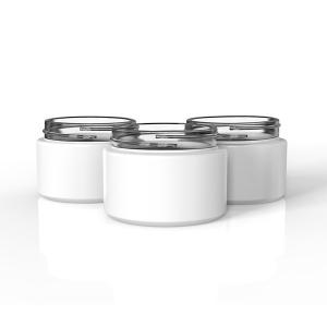 3oz Matte White Glass Cosmetic Jars Child Resistant Round Glass Jars With White Lids