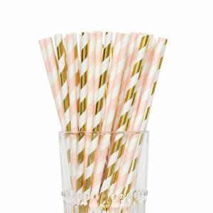 Lightweight Portable  Metallic Gold Paper Straws 7.75 Inches Long BAP Free