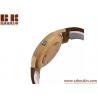 Custom logo low moq genuine leather band bamboo wood watch