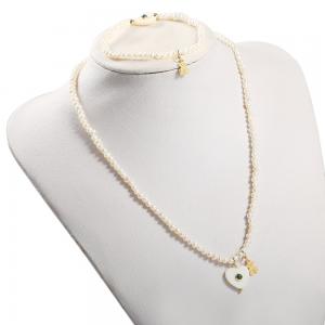 Heart Pearl Stainless Steel Jewelry Set / Womens Wedding Jewellery