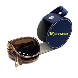 China PU Leather Circular Foldable Sunglasses Case Round Glasses Storage Box supplier