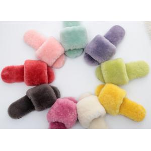 China Real Open Toe Sheep Wool Slippers Rubber Sole Sheepskin Fur For Winter Indoor Shoes supplier
