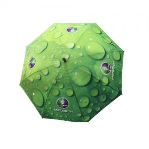 China Green Raindrops Straight Umbrella With 8mm Metal Shaft wholesale