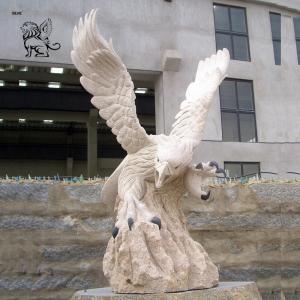 BLVE White Marble Eagle Statues Stone Garden Animal Hawk Sculpture Large Home Decor Outdoor