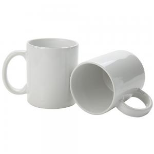 China Best Quality White Wholesale Travel Ceramic Tea Mug, 330ml Thick Wall Sublimation Heat Coffee Porcelain Mug with Handle supplier
