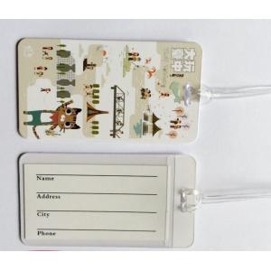 Custom Full Color Print White Plastic Luggage Tags Travel Name Tag With Transparent String, Cheap Factory Price