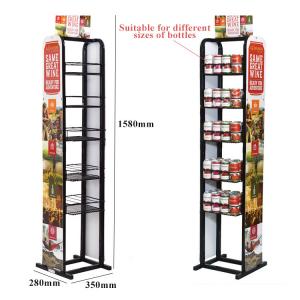 Design custom metal food and oil retail convenience store supermarket display rack with baskets candy potato chips shelf