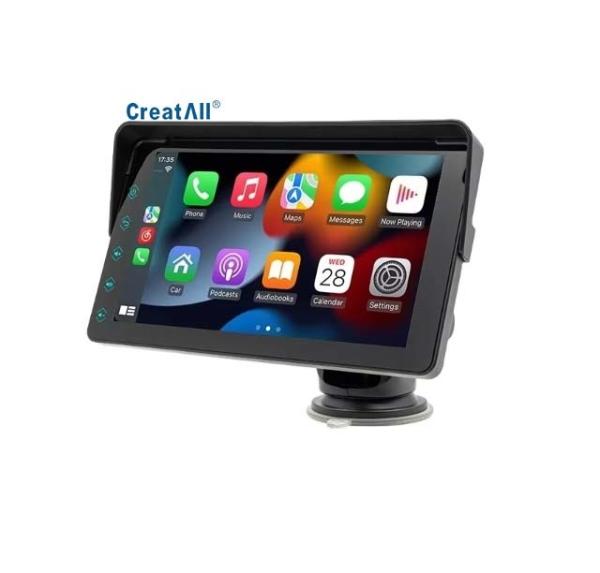 Creatall 7-Inch Portable Car MP5 Wireless CarPlay for Bluetooth FM Transmitter HD Rearview Camera Dashboard Placement 1-Year