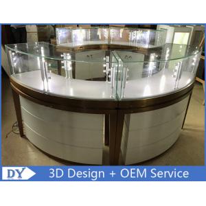 China High End Stainless Steel Gold Jewellery Showroom Display With Led Light supplier