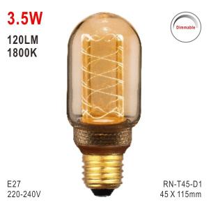 T45 Bulb, LED Deco Bulb, E27 Bulb, Fashionable Glass Bulb, Warm White LED Candle, Dimmable Bulb