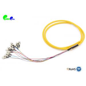 China Pre-terminated Fanout FC Fiber Optic Pigtail 12F 12 Color 9 / 125 μm OS2 G657A1 fanout 0.9mm tail LSZH Yellow supplier