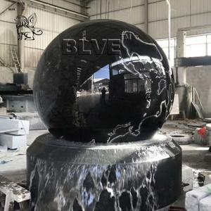 Marble Floating Ball Feng Shui Water Fountain Garden Black Natural Stone