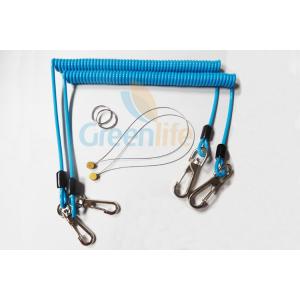 Sky Blue Stopdrop Plastic Coil Lanyard 18CM With Zinc Alloy Hooks