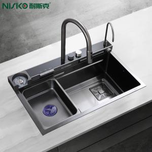 China Multi Function Smart Kitchen Sink Double Bowl with Pull Out Faucet wholesale