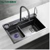 China Multi Function Smart Kitchen Sink Double Bowl with Pull Out Faucet wholesale
