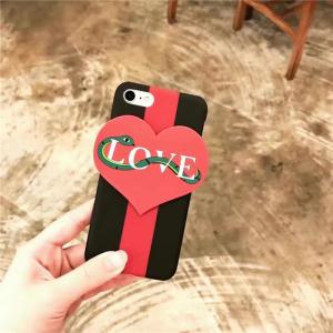 Soft TPU Korea Love Style Heart - shaped Little Snake Wide Striped Cell Phone Case Back Cover For iPhone 7 Plus 6s