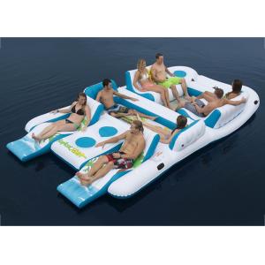China Party Inflatable Floating Island For Beach Vacation , Inflatable Lounge For Lake supplier