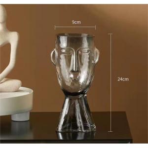 H24cm Unique Modern Human Face Shaped Glass Vase Decor for Office Home Living Room Entryway