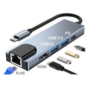 China 5 In 1 USB C Hub HDMI 4K RJ45 Ethernet PD Type C USB 3.0 USB 2.0 supplier