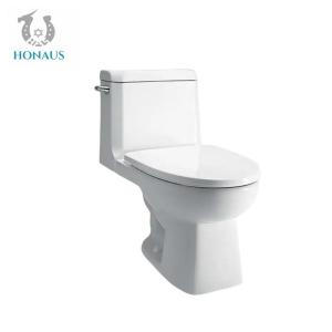 China Ceramic Soft Close Lid Two Piece Toilet Bowl Curved Single Flush Customizable supplier