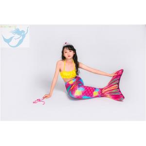 Pink Yellow Swimmable Mermaid Tails With Monofin , Custom Made Mermaid Tails