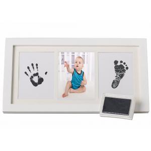 China Customize Wood Baby Hand And Footprint Photo Frame With Safe Clean Touch Ink Pad wholesale