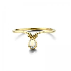 New 1 Gram Gold Ring Designs Solid 9K Yellow Jewelry With Moonstone Available Fast Shipping
