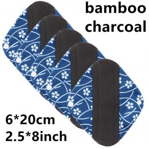 Reusable Bamboo Period Pads Washable Cloth Sanitary Pantyliner Absorbency Charcoal