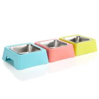 China Weight 170 G Stainless Steel Pet Bowls Portable Blue / Green / Pink Color on sale