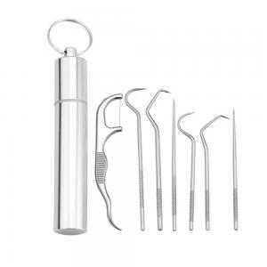 Non Slip Metal Stainless Steel Toothpick Set For Oral Cleaning