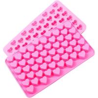 China Silicone Mini Heart 55-Cavity Molds For Baking, Heart Shape Ice Cube Candy Chocolate Mold, Valentine Candy Molds on sale
