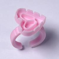 China Disposable Heart Shape Tattoo Ink Cup Eyelash Grafting Glue Ring With Division Pink Plastic on sale