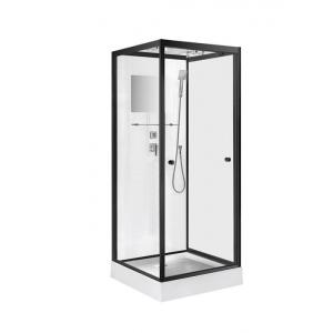 China Pivot Door Square 4mm Tempered Clear Glass Shower Cabin With white Acrylic Tray supplier