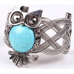 Classic retro ancient silver plated bracelet jewelry turquoise owl